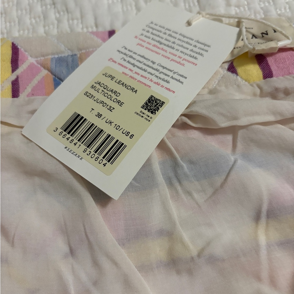 Sezane Leandra Mini Skirt in Cream and Pink US 6 , EU 38 - Picture 4 of 4